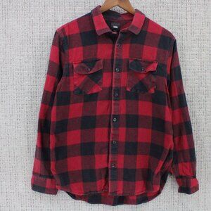 Vans Flannel Shirt Mens Medium M Red Plaid Button Down Classic Fit Button Down